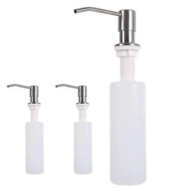 Imagem de Dispenser Embutir Kit 3 Un Dosador Sabao Pia Detergente Sabonete Liquido Escovado Cozinha Banheiro
