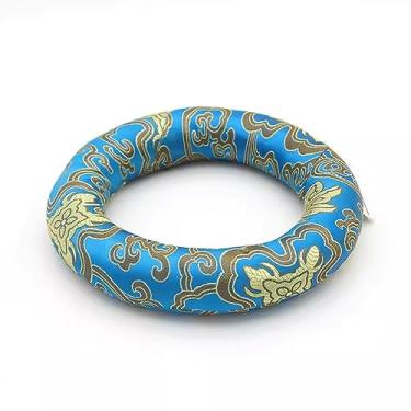 Imagem de Almofada para tigela de canto de cristal, almofada de brocado de seda feita à mão para cálice de tigela de som, tigela de chakra, tigela de canto tibetana (Color : Blue_11 Inch Bowl)