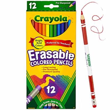 Imagem de Crayola Erasable Colored Pencils, 12 Non-Toxic, Pre-Sharpened, Kids 4 & Up, Assorted Colors
