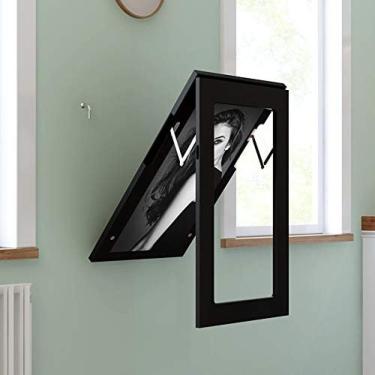 Imagem de Mesa Dobrável De Parede Suspensa, Mesa De Jantar De Cozinha Branca/preta, Mesa De Computador De Madeira Maciça, Mesa De Cozinha, Multifuncional, Com Gaveta De Armazenamento,Black-75 * 45cm,Striking4