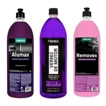 Imagem de Desengraxante Removex + Alumax + Verniz De Motor Vonixx, Kit de lavagem automotiva