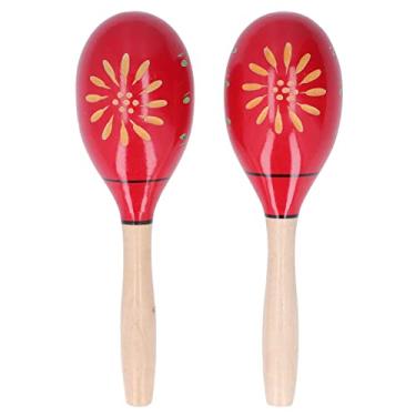 Imagem de Orff Instrumento Musical Percussão Maracas De Madeira Vermelho Esculpido Coqueiro Maracas Jardim De Infância Educação Infantil Auxiliares De Ensino Para Crianças Adultos, Conjunto De 2