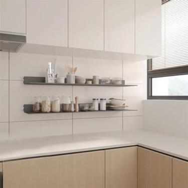 Imagem de Prateleiras De Parede Flutuantes, Prateleiras Emissoras De Luz De Liga De Alumínio Monograma De Parede De Cozinha Divisória Iluminada Por Led Laminados Montados Na Parede (Color : Gray, Size : 60x20