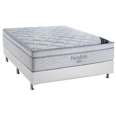 Imagem de  Cama Box Casal: Colchão Molas Ensacadas Ortobom SuperPocket Freedom Visco + Base CRC Courano White(138x188)