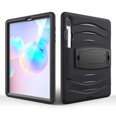 Imagem de QYiD Capa para Galaxy Tab S6 10,5 SM-T860/T865, capa protetora resistente à prova de choque de três camadas com suporte integrado e slot para caneta para Samsung Galaxy Tab S6 (2019) 10,5"