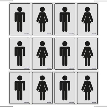 Imagem de Combo 6 Placas De Sinalização Banheiro Masculino - Feminino 20x15 Ekomunike - B-567 F9e
