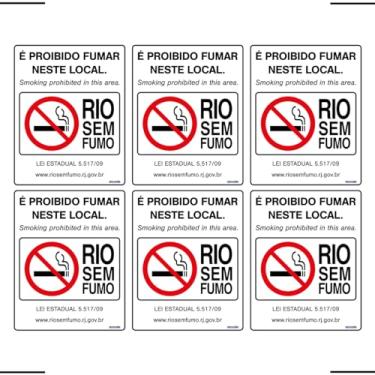Imagem de Combo 6 Placas De Sinalização É Proibido Fumar Neste Local Rio Sem Fumo 20X25 Ekomunike - P-5/4 F9e