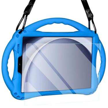 Imagem de TopEsct Capa infantil para Samsung Galaxy Tab A9 22.1 cm 2023 - Capa de silicone à prova de choque com protetor de tela e alça (azul)