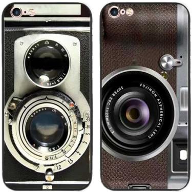Imagem de 2 peças de capa traseira traseira de silicone em gel TPU com impressão de câmera retrô para Apple iPhone (iPhone 7 / iPhone 8)