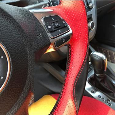 Imagem de JEZOE Cobertura de volante de carro de couro de camurça preto DIY, apto para VW Polo GTI Scirocco R passat cc R-Line 2010 Volkswagen Golf 6 GTI MK6