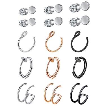 Imagem de VitaCool Piercing de nariz falso, piercing de nariz falso, piercing magnético de septo, aço inoxidável, zircônia cúbica, falso, nariz, orelha, lábios, joias não perfuradas, para mulheres e homens