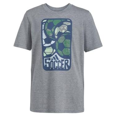 Imagem de adidas Camiseta esportiva de manga curta grande para meninos, Bola de futebol cinza carvão, 5