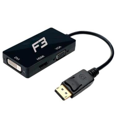 Imagem de Cabo Adaptador Conversor Displayport Para Hdmi + Vga + Dvi 3 em 1