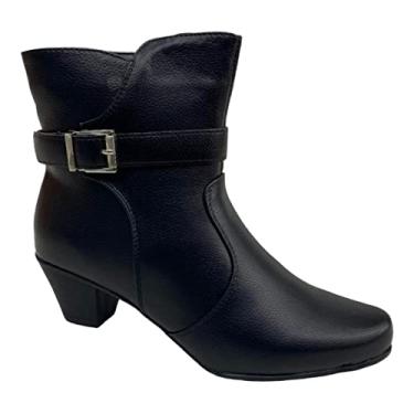Imagem de Bota Feminino Mooncity Cano Baixo Salto Fino Preto 35