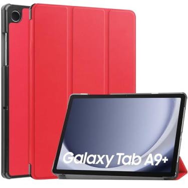 Imagem de Compatível com Samsung Galaxy Tab A9 Plus SM-X210/SM-216/SM-X218 Capa de 11 polegadas Capa inteligente para tablet tripla, capa protetora leve, capa traseira rígida para PC, capa fina, Auto Wake Sleep