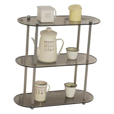 Imagem de Rack de Organização de Mesa, Rack de Mesa Decorativo Simples de Grande Capacidade de 3 Camadas para Produtos de Higiene Pessoal (Cinza)
