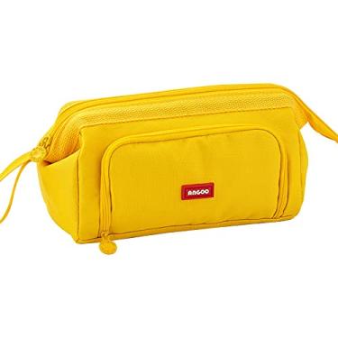 Imagem de Estojo de lápis Bolsa cosmética de grande capacidade Caixa de bolsa fofa De volta às aulas Material de papelaria coreano japonês (Amarelo)
