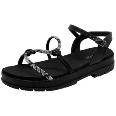 Imagem de Sandália Feminina Conforto Tiras Finas Strass Sua Cia