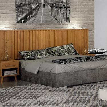 Imagem de Cabeceira Casal Milano Ripado com 2 Mesa de cabeceira Cinamomo