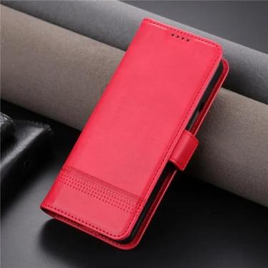 Imagem de Capa para samsung galaxy z fold 4 carteira de couro ímã para galaxy z fold3 fold6 fold 5 2 capa, vermelho, cxnw, para samsung z fold 3