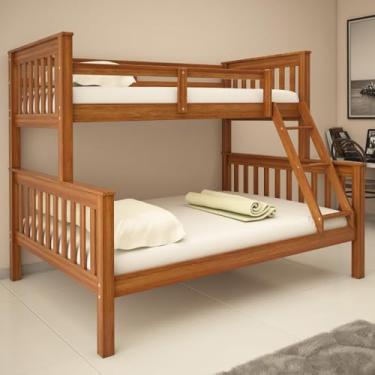Imagem de Beliche Com Cama De Casal e Solteiro De Madeira Excluisivo Woodstore (Castanho)