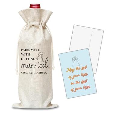 Imagem de Presentes Engegement para casais, presentes de chá de panela, saco de vinho, presentes de casamento para recém-casados, futura noiva, senhor e senhora, lembrancinhas de festa de noivado, 1 pacote de