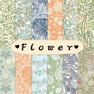 Imagem de Papel de scrapbook floral vintage, pacote de cartolina dupla face, 30,5 x 30,5 cm, 24 folhas/12 designs de flores, materiais para álbum de recortes, sem ácido e lignina