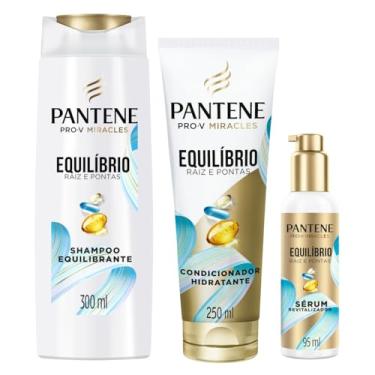 Imagem de Pantene Kit PRO-V Miracles Equilíbrio Raiz e Pontas com Shampoo para cabelos mistos 300 ml, Condicionador Hidratante para pontas ressecadas 250 ml, e o Sérum revitalizador 95 ml