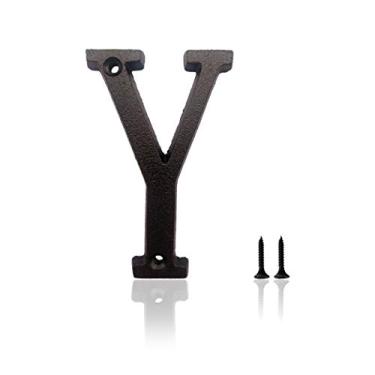 Imagem de Números de casas de 14 cm, números de casas de ferro fundido para fora, números de endereço para casas, fazenda, garagem, loja, escritórios, hotel, letra Y