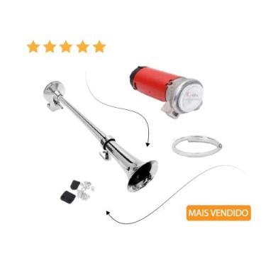 Imagem de Buzina Ar Marítima Náutica Lancha Caminhão C/ Compressor 12v - CF Auto