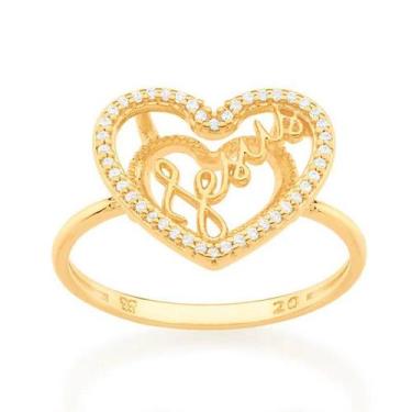 Imagem de Anel banhado ouro 3x 24k 18k e 22k feminino rommanel coração jesus cra