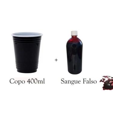 Imagem de Kit Copo Halloween preto 150un +2L de Sangue Falso realista - Lynx pro