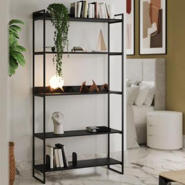 Imagem de Estante Industrial Multiuso Guaecá 180x95 Preto/imbuia - IRON WOOD