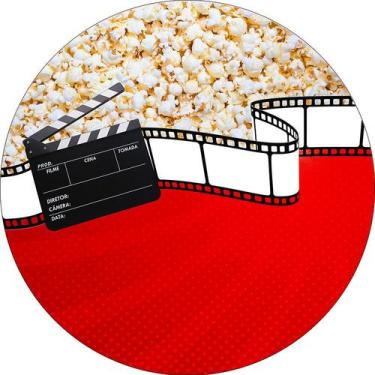Imagem de Painel De Festa Redondo 1,50x1,50 - Cinema Rolo de Filme e Pipoca 007 