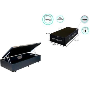 Imagem de Cama Box Baú Solteiro 78x188 - Largura Menor  - Jadmax, Sintético Pret