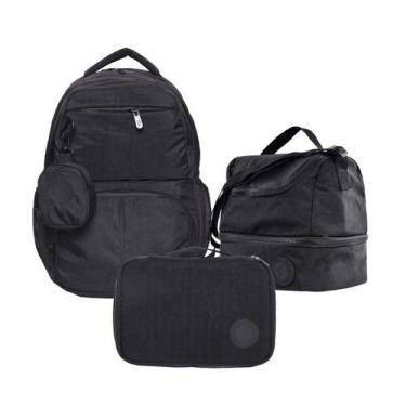 Imagem de Conjunto 3 Peças  Mochila + Estojo + Lancheira Térmica Escolar Viagem 