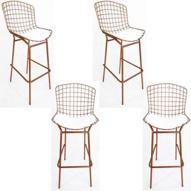 Imagem de Kit 4 Banquetas BERTÓIA cobre assento branco tubular altura 70cm - Pol