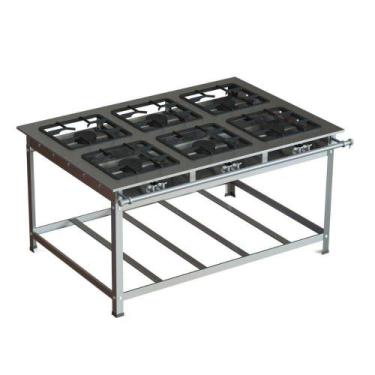 Imagem de Fogão Industrial Inox 40x40 P10 6 Bocas Alta Pressão - JL Colombo