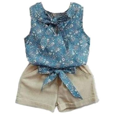 Imagem de Conjunto Social Infantil Short + Cinto + Blusa - ANJO DA MAMÃE, Azul, 