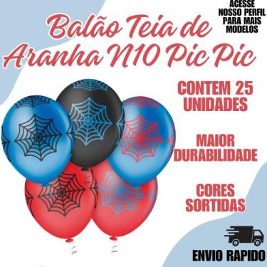 Imagem de Balão Pic Pic Teia de Aranha N10 Sortido C/25un Festa Aniversario - Cr