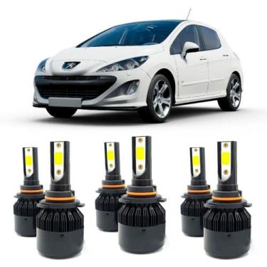 Imagem de Lampadas Super Led Farol Baixo Alto Milha Peugeot 308 / 408 6000K - Te