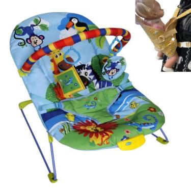 Imagem de Cadeirinha de Bebê Vibratória Descanso Azul + Bolsa Canguru - Color Ba