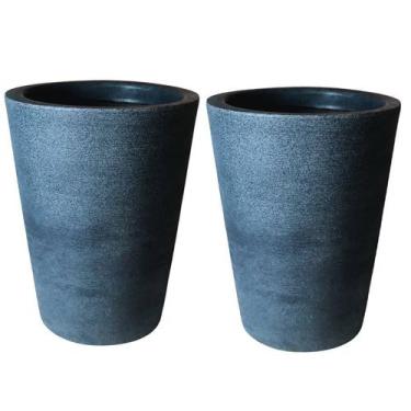 Imagem de Kit de 2 vasos coluna de planta decorativo grafiato de luxo em polieti