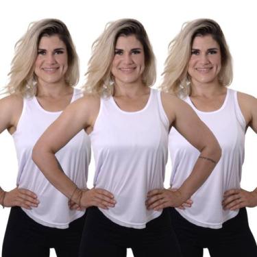 Imagem de Kit 3 Regatas Dry Fitness Feminina Tapa Bumbum Longline - FRV Moda Fit