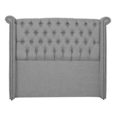 Imagem de Cabeceira Estofada Sienna Para Cama Box Solteiro 90 Cm Linho Cinza - L