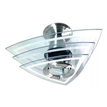Imagem de Lustre Plafon Sobrepor Teto - Triangular Branco - Sala Quarto Cozinha 