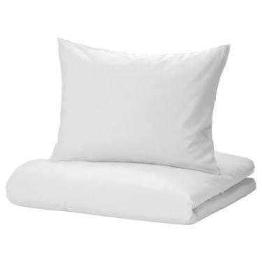 Imagem de Capa de Edredom Duvet Solteiro 180x240cm c/ zíper - Branco + Fronha - 