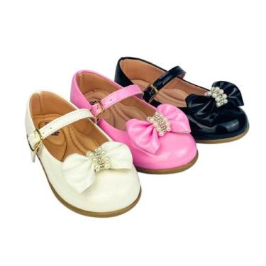 Imagem de Kit Com 3 Pares Sapatilha Infantil Menina Boneca Verniz Confortável SP