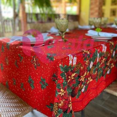 Imagem de Toalha de Mesa Natal Natalina 8 Lugares Gliter Víes Dourado - Casa di 