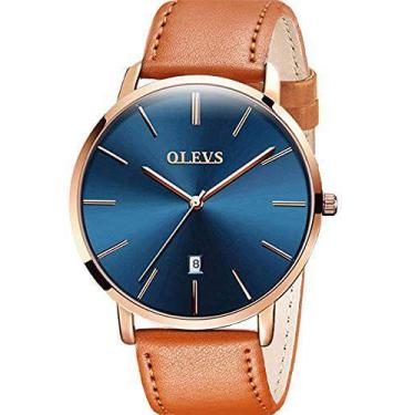 Imagem de Pulseira de quartzo OLEVS minimalista masculina ultra fina retrô amare